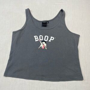 Betty Boop Graphic Grey Tank Top Women’s Large Vintage Cartoon Tee